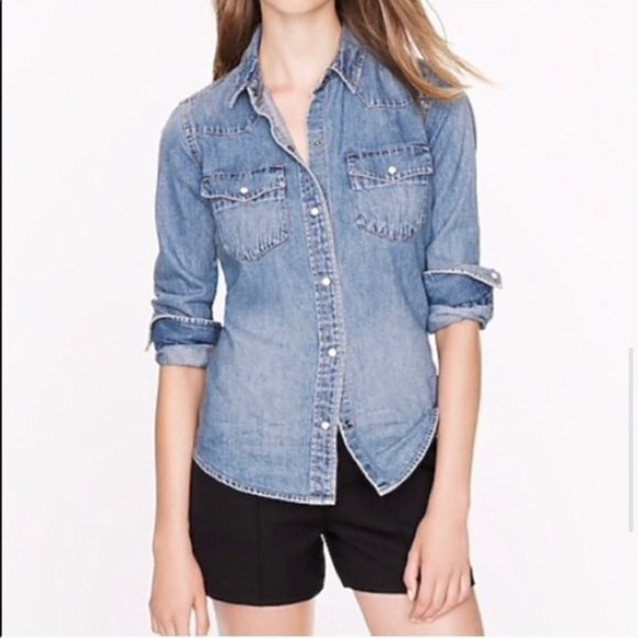 J. Crew Tops - J Crew Western Denim Chambray Shirt 6
